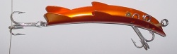 Russelure Orange showing three attachments locations Length 6.5 inches